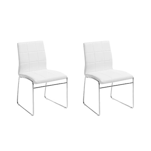 Beliani Set de 2 Cuir PU Chaise de salle à manger Blanc KIRON