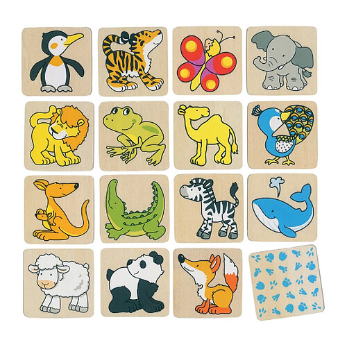 GOKI Wooden Memo animals, 32dlg.