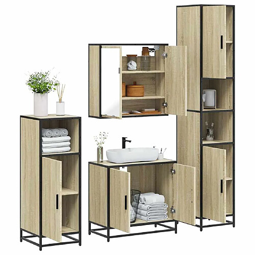 vidaXL Ensemble de meubles de salle de bain 4 pcs chêne sonoma