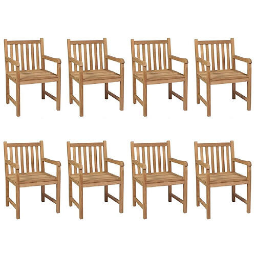 Maison Chic Lot de 8 Chaises de jardin,Fauteuil d'extérieur avec coussins blanc crème Teck solide -MN63118