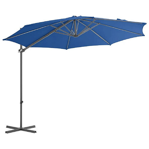 Maison Chic Parasol Jardin | Parasol déporté avec mat en acier Bleu azuré 300 cm - GKD64294