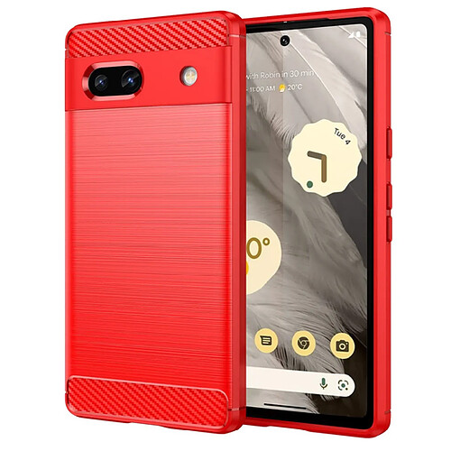 Htdmobiles Coque pour Google Pixel 7a 5G - housse etui silicone gel carbone + verre trempe - ROUGE