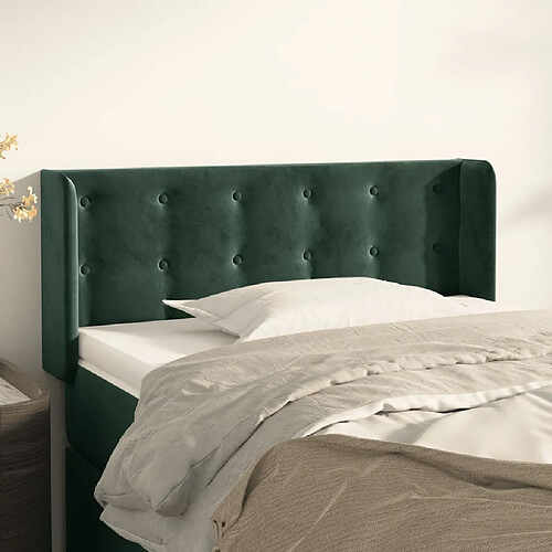 vidaXL Tête de lit avec oreilles Vert foncé 83x16x78/88 cm Velours