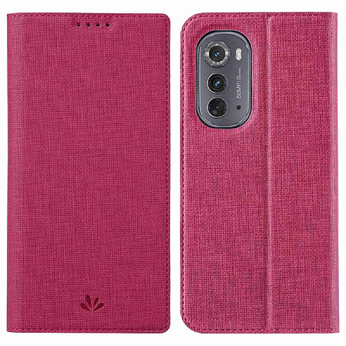 Etui en PU VILI anti-chute, fermeture magnétique avec support et porte-carte pour votre Motorola Edge (2022) 5G - rose