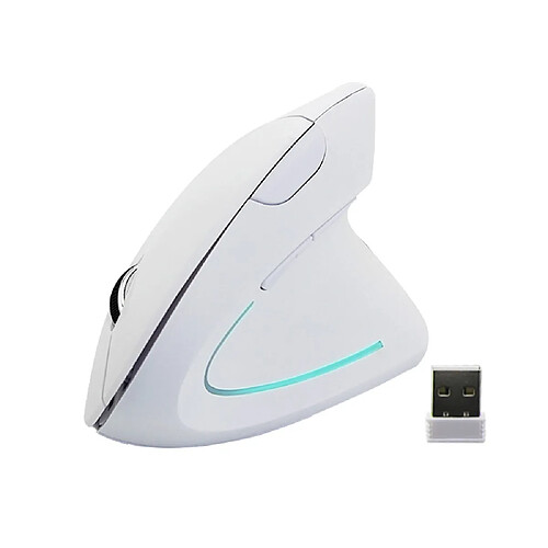 Souris optique ergonomique verticale sans fil 2,4 G portable blanche Souris sans fil réglable 1600 DPI