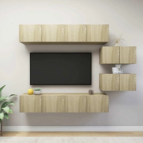 Maison Chic Ensemble de meubles TV 6 pcs | Banc TV Moderne pour salon | Meuble de Rangement - Chêne sonoma Aggloméré -MN87827