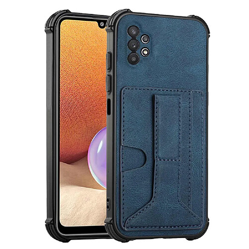 Coque en TPU + PU anti-chute, béquille, porte-cartes saphire pour votre Samsung Galaxy A32 4G (EU Version)