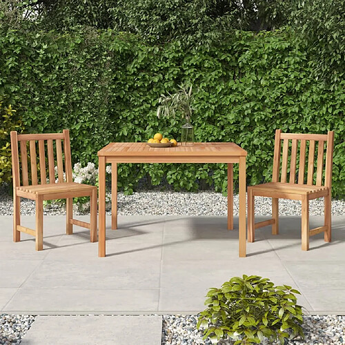 Salle à dîner de jardin 3 pcs,Table et chaise à manger Bois de teck massif -MN10013