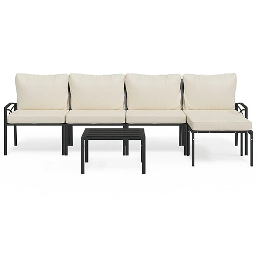 Maison Chic Salon de jardin 6 pcs + coussins - Mobilier/Meubles de jardin - Table et chaises d'extérieur sable acier -MN94316