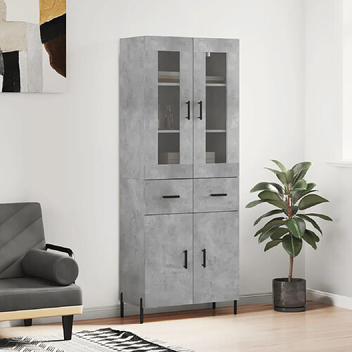 vidaXL Buffet haut Gris béton 69,5x34x180 cm Bois d'ingénierie