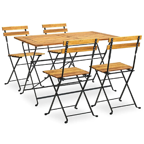 vidaXL Ensemble à manger d'extérieur pliable 5pcs Bois d'acacia solide