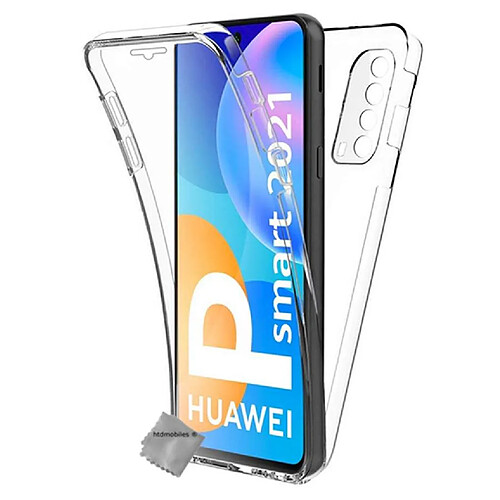 Htdmobiles Coque silicone gel fine 360 integrale (avant et arriere) pour Huawei P Smart (2021) + film ecran - TRANSPARENT