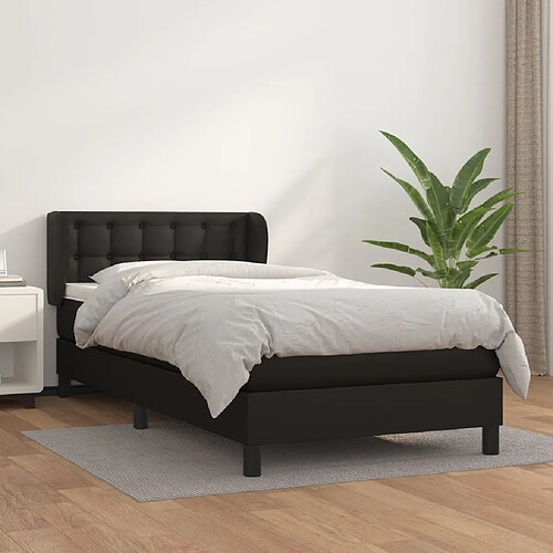 Maison Chic Lit Adulte - Lit simple Lit à sommier tapissier avec matelas moelleux - Meuble de Chambre - Noir 100x200 cm Similicuir -MN25568