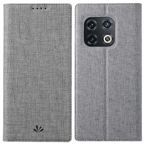 Etui en PU VILI auto-absorbé avec support et porte-carte, gris pour votre OnePlus 10 Pro 5G