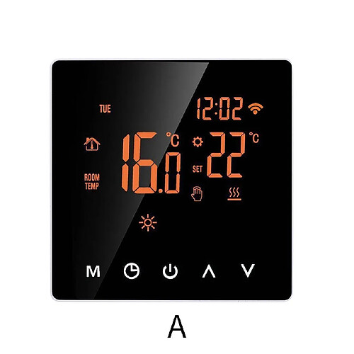 Écran de température du thermostat de chauffage programmable par application numérique intelligente Wi-Fi - Noir