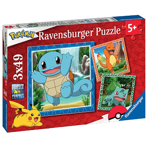 Ravensburger Puzzles 3x49 p - salameche, bulbizarre et carapuce / pokémon