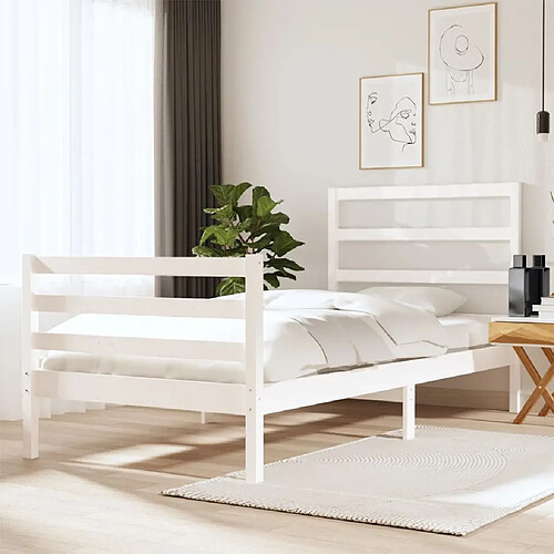 vidaXL Cadre de lit sans matelas blanc bois de pin massif 90x190 cm