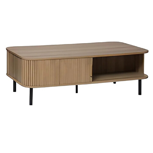 Pegane Table basse en acier / bois coloris beige - longueur 120 x profondeur 60 x hauteur 41 cm