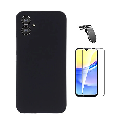 Kit Verre Trempé Clearglass + Housse En Silicone Liquide + Support Magnétique L Safe Driving Phonecare Pour Samsung Galaxy A06 - Noir