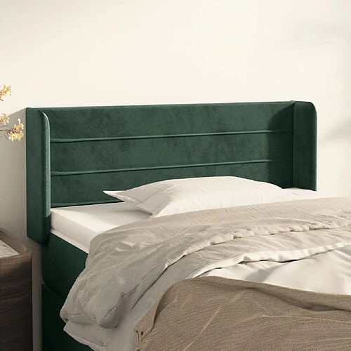 vidaXL Tête de lit avec oreilles Vert foncé 93x16x78/88 cm Velours