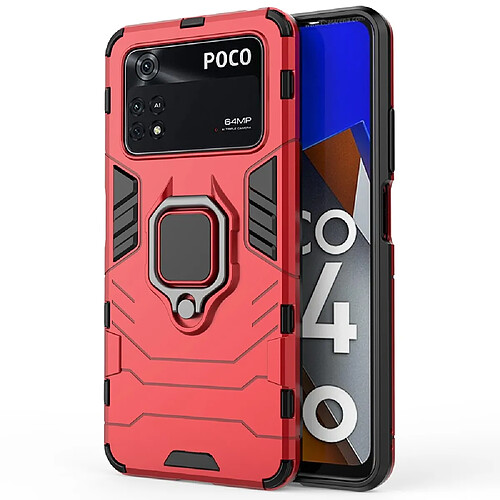 Coque en TPU anti-chocs avec béquille, rouge pour votre Xiaomi Poco M4 Pro 4G