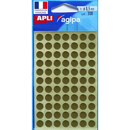 Gommettes rondes 308 pastilles Doré Ø 8 mm - Apli Agipa