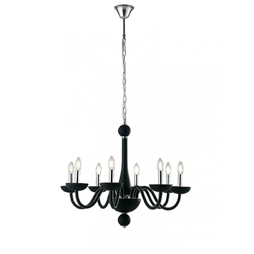 Fan Europe Chandelier sans abats jours Alfiere 8 ampoules Verre Noir