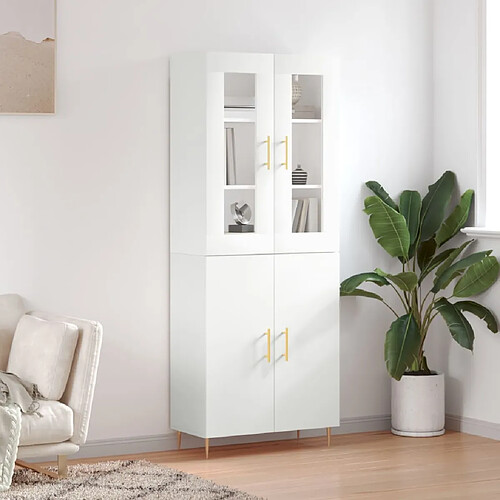 vidaXL Buffet haut Blanc 69,5x34x180 cm Bois d'ingénierie