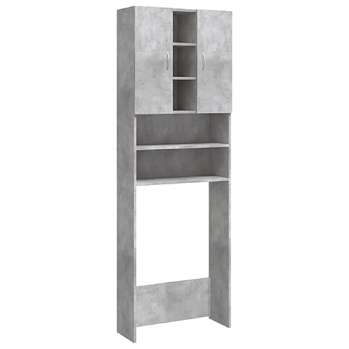 Maison Chic Meuble rangement de salle de bain | Meuble pour machine à laver | Armoire murale de bain Gris béton 64x25,5x190 cm -GKD65505