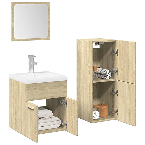 vidaXL Ensemble de meubles de salle de bain 4 pcs chêne sonoma