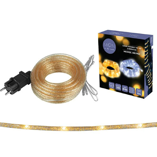 Tube lumineux Moon in the Room ML54GC Cordon décoratif 100LED 10m avec paillettes or blanc chaud IP44