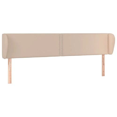 Maison Chic Tête de lit moderne avec oreilles pour chambre - Décoration de lit Cappuccino 163x23x78/88 cm Similicuir -MN59148