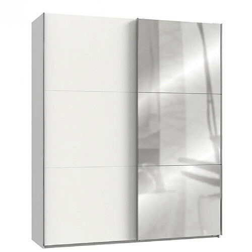 Inside 75 Armoire coulissante LISBETH 1 porte blanc 1 miroir 200 x 236 cm hauteur