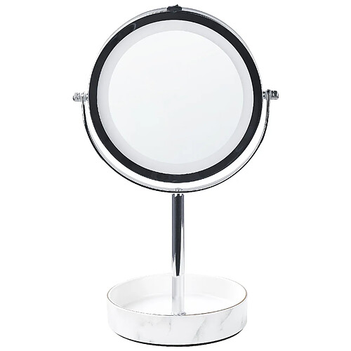 Beliani Miroir de table LED SAVOIE Blanc-Argent