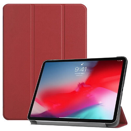 Etui en PU triple pli rouge vin pour votre Apple iPad Pro 11-inch (2018)