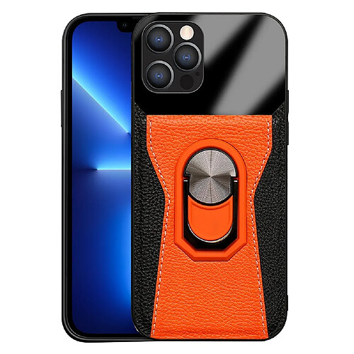 Coque en TPU + PU texture litchi, anti-rayures avec béquille pour votre iPhone 13 Pro Max 6.7 pouces - orange