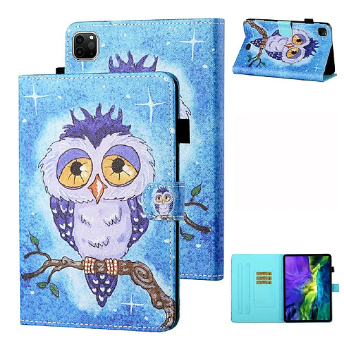 Etui en PU flip à motifs avec support et porte-cartes hibou pour votre Apple iPad Pro 11 pouces (2020)/iPad Pro 11 pouces (2018)