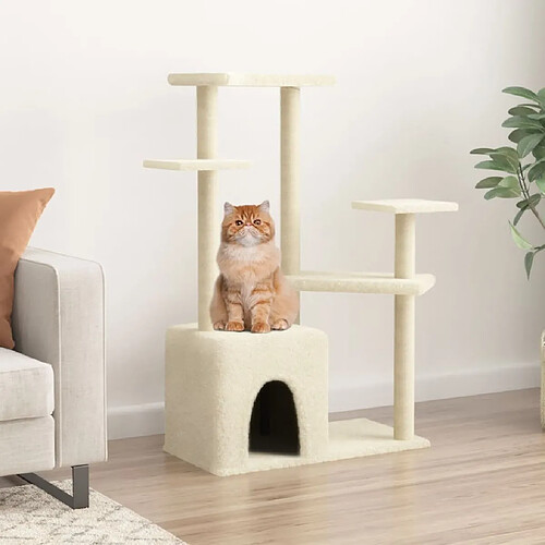 Arbre à chat avec griffoirs,niche pour chat en sisal crème 107,5 cm -MN52204