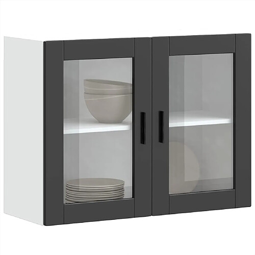 vidaXL Armoire murale de cuisine avec porte en verre Porto noir