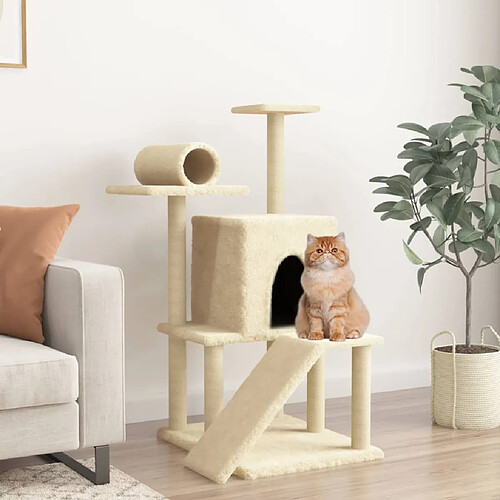 Arbre à chat avec griffoirs,niche pour chat en sisal crème 110,5 cm -MN87599