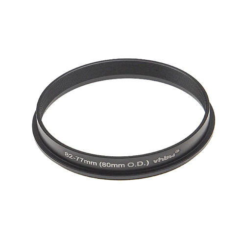 vhbw Bague d'adaptation de filtre Step-Up de 82 mm vers 77 mm compatible avec boîte mate (matte box) 80 mm O.D. - Adaptateur, aluminium, noir-mat