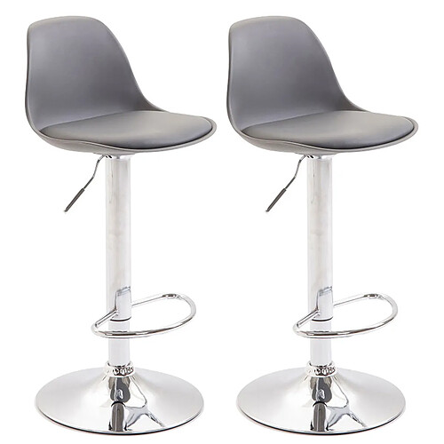 Non Lot de 2 tabourets de bar Kiel plastique chromé