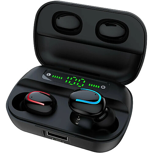 Chrono Écouteurs sans Fil - Écouteurs Bluetooth avec Étui de Chargement, Stéréo 3D Oreillette Bluetooth 5.0, Micro Intégré, IPX5 Étanche, Oreillettes Intra-Auriculaires, Charge sans Fil et USB(Noir)