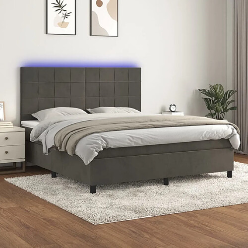 Sommier à lattes,Cadre à lattes de lit pour Adulte matelas et LED Gris foncé 180x200 cm -MN54532