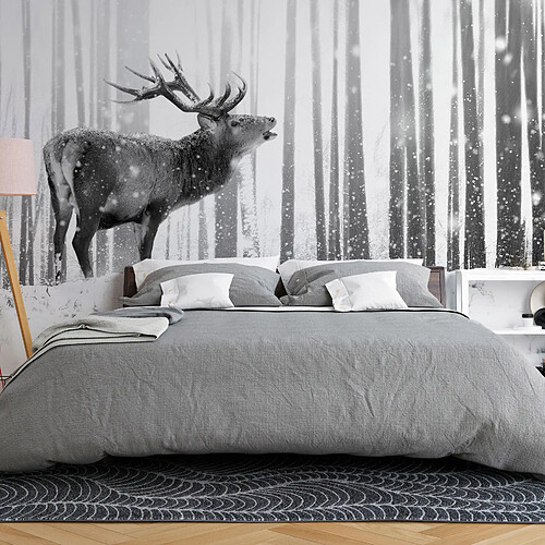 Artgeist Papier peint - Deer in the Snow (Black and White) [250x175]