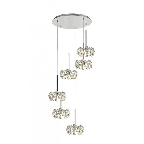 Luminaire Center Suspension 6 ampoules Chrome poli