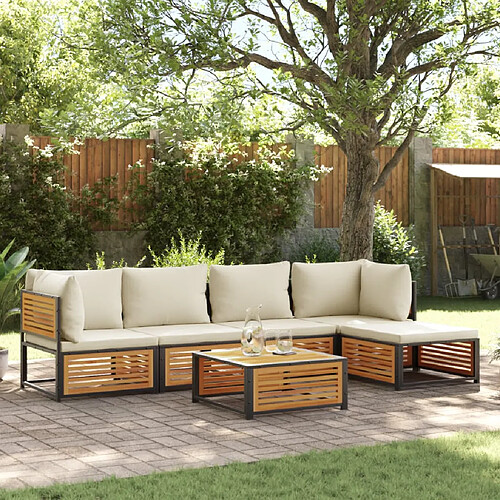 vidaXL Salon de jardin avec coussins 6 pcs bois d'acacia solide