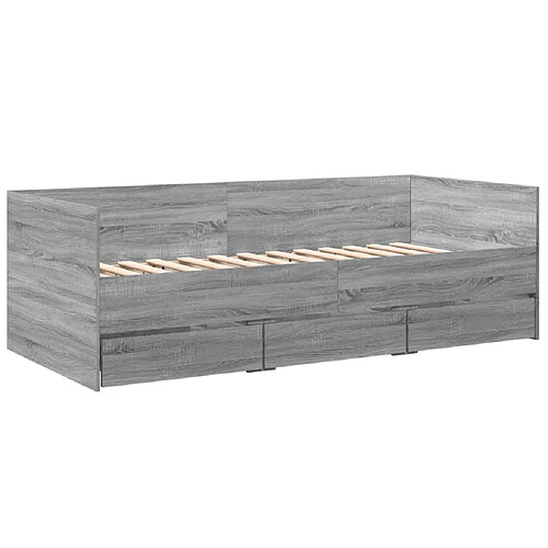 Vidaxl Lit de jour et tiroirs sonoma gris 75x190 cm bois d'ingénierie