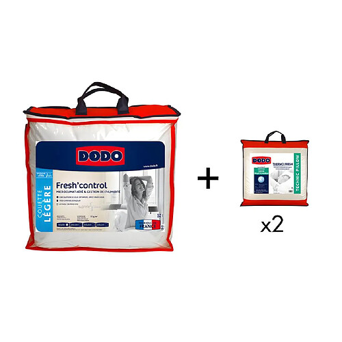 Pack DODO couette 220 x 240 cm anti-transpirante + 2 oreillers 60 x 60 cm effet rafraîchissant FRESH CONTROL