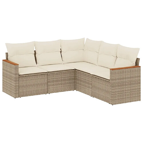 Maison Chic Salon de jardin avec coussins 5 pcs | Ensemble de Table et chaises | Mobilier d'Extérieur beige résine tressée -GKD37837